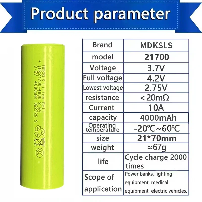 Nuevo 21700 3,6 V 3000-4000mah cargador de batería recargable 10C descarga destornillador eléctrico herramienta batería farola Solar