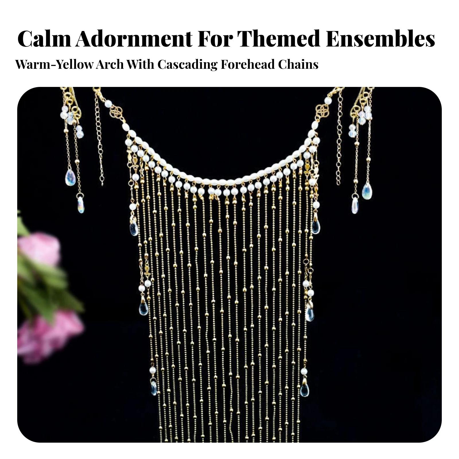 Fringe Headpiece with Chain Strands Handmade Face Curtain Fringe Forehead Jewelry Draping Head Ornament Layered for Performers