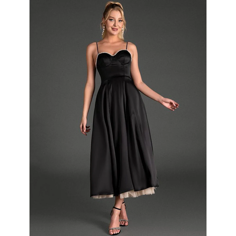 MSMUSI-Vestido Midi de encaje con tirantes para mujer, traje Sexy sin mangas con Espalda descubierta, ajustado, para fiestas, eventos y discotecas, 2024