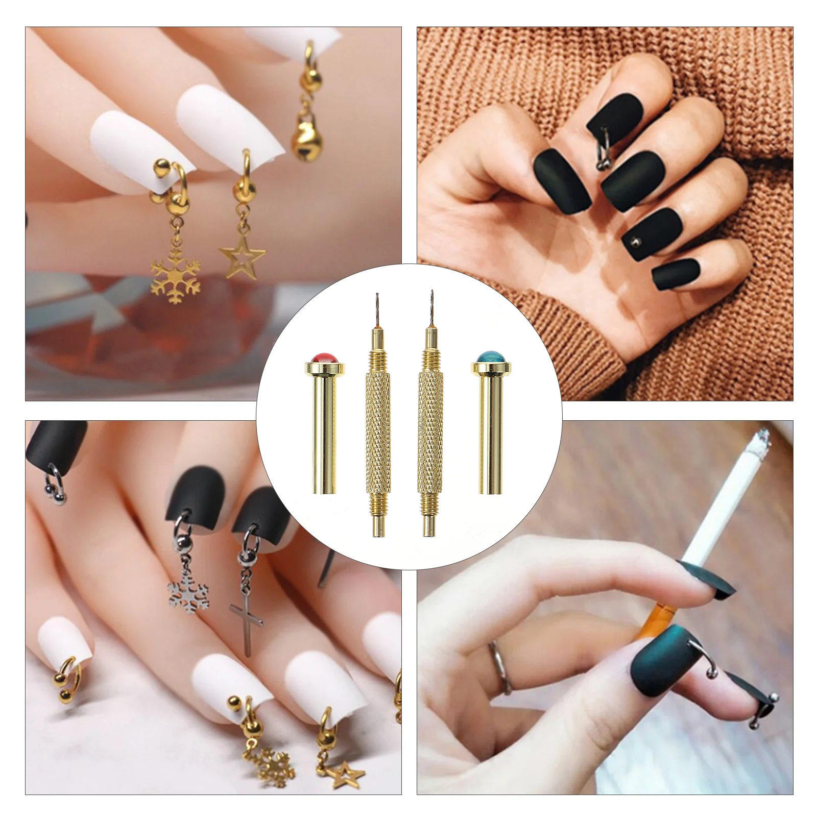 2 個ドリルダングルピアスツール金属ネイルハンドドリルアクセサリージュエリーデバイスチャーム
