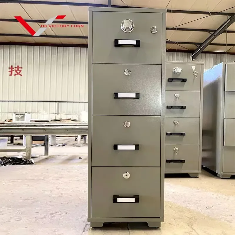 Wholesale 2 Hour Fireproof Steel Filing Cabinet Office Storage Chest Of Drawers Metal Document Archive Cupboard