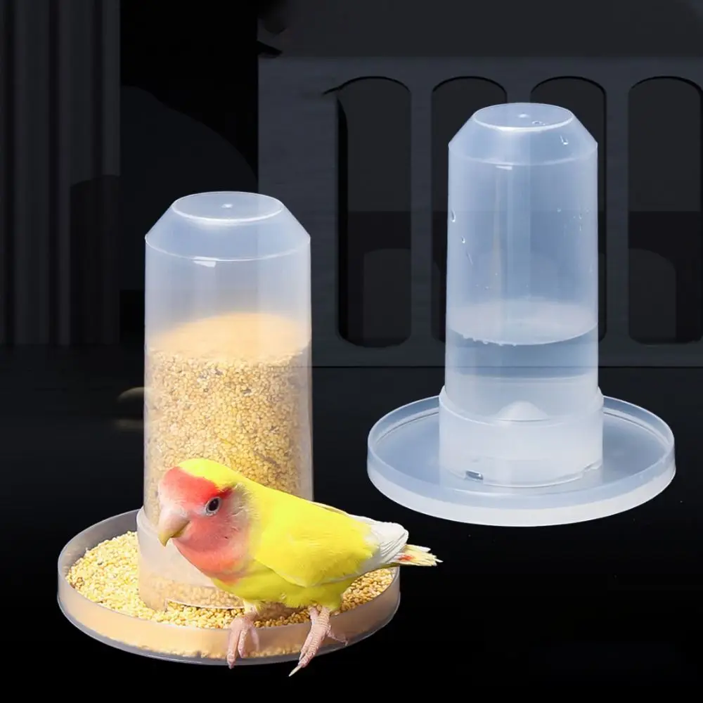 Automatic Bird Drinking Fountain Transparent Plastic Pigeon Feeder Removable Chicken Food Containter