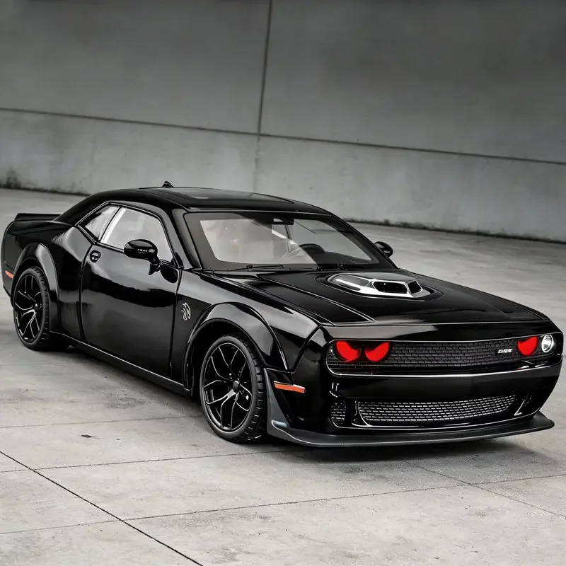 

Масштабная модель гоночного автомобиля Dodge Challenger SRT Hellcat 1:18, литая металлическая спортивная машинка со звуком и светом, игрушка для детей, подарок