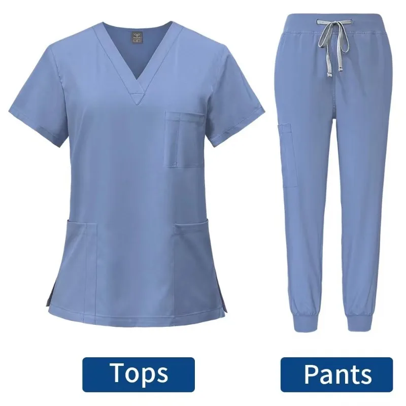 Multicolor Scrubs Uniform Short Sleeve Tops+Pants Nursing Uniform Women Pet Shop Doctor Scrub Medical Surgery Workwear Scrub Set