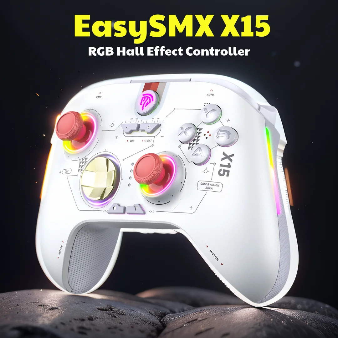 

EasySMX X15 Wireless PC Controller Gamepad Compatible with PC Windows, Laptop, Phone, Switch, Hall Effect 3D Analog Stick