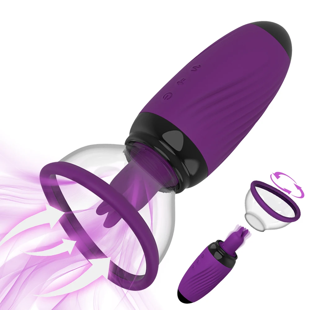 10 frequency Sucker Breast Enlargement Massager Vibration Nipple Stimulator Sucking Tongue Licking Sex Toys for Women Adult 18