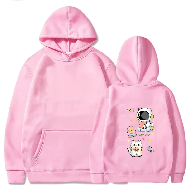 Astronaut Space Cute Cartoon Printed Hooded Women Prevalent Fashion Hoodies Casual Loose Sweatshirt Female Classic Streetwear