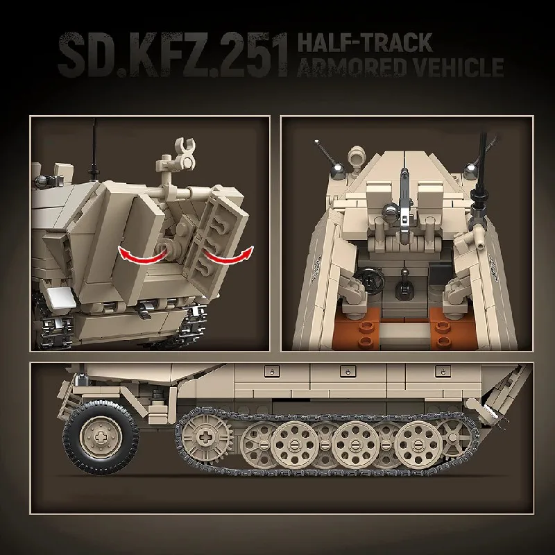 Ensemble de blocs de construction de char blindé militaire WW2, avec 3 figurines, Kits de réservoirs Technik à collectionner, modèle, cadeau d'anniversaire 714 pièces