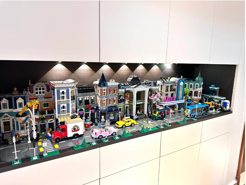 Creación de experto, tienda de libros para mascotas, salón de ciudad, centro, comedor, modelo Moc, bloques de construcción modulares, banco de ladrillos, café, esquina, juguetes parisino