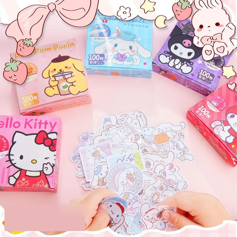 12box/lot Sanrio Melody Pochacco Kuromi Stickers Set Cute Kitty Scrapbooking DIY Diary Decorative Sticker Album Stick Label