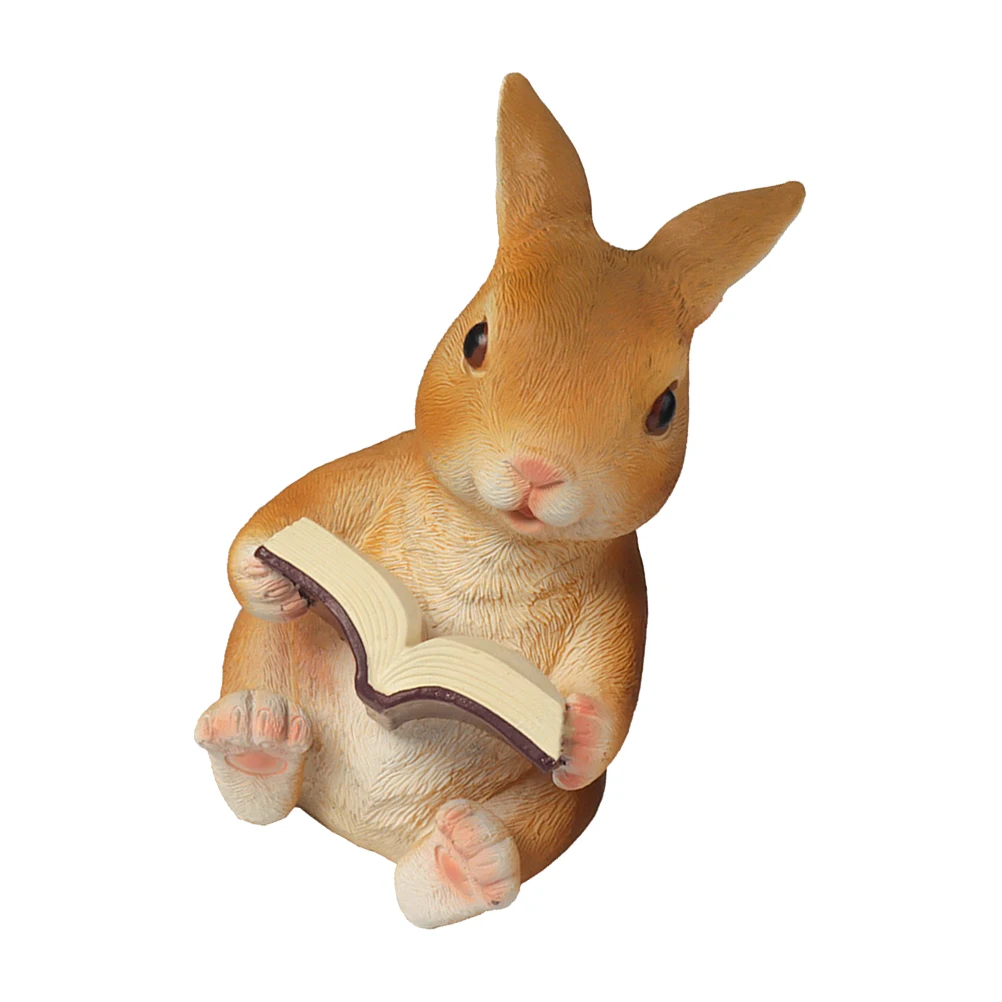 

Resin Rabbit nament Realistic Statue Durable No Fading Garden Decor Home Office Balcony Photography Prop Small Bunny Design