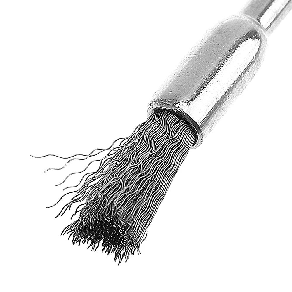 Escova de fio de polimento de aço inoxidável, haste de 3.0mm para metalwokring, ferramenta de polimento, escova de ferramenta abrasiva com 10 peças