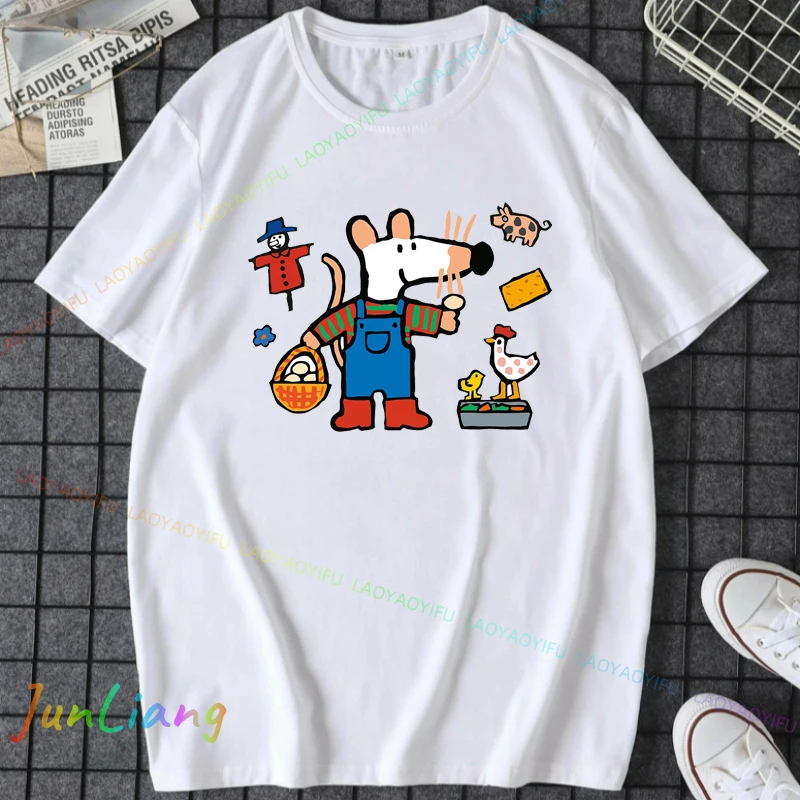 Maisy Mouse T-shirt Funny Niche Spring and Fall Boy and Girl Sports New Cute Funny Cartoon Birthday Party T-shirt Couple's Shirt