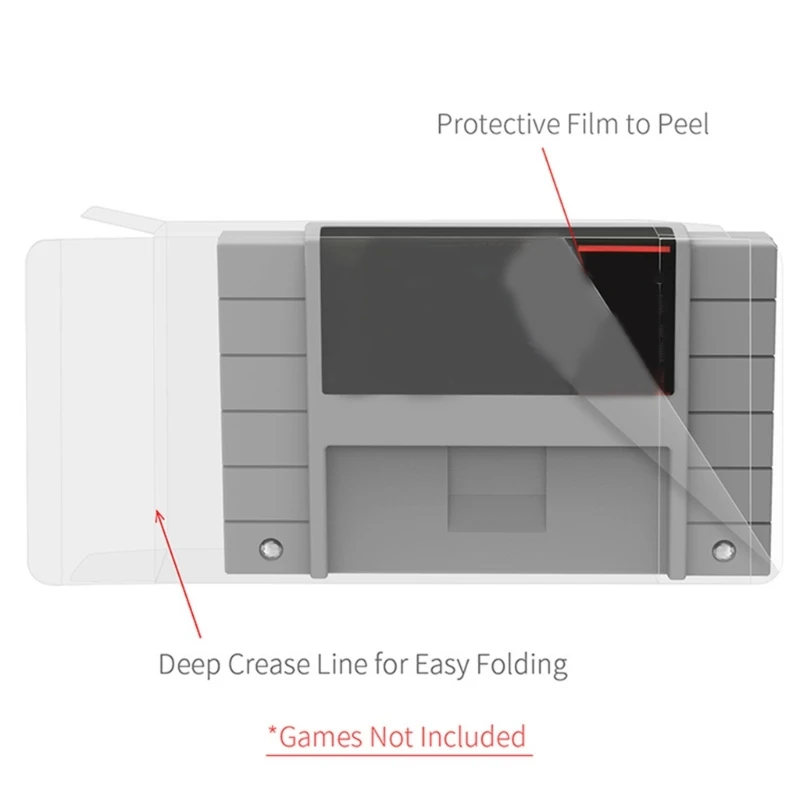 แพ็ค10Pcs พลาสติก PET ใสกล่องเกมป้องกันสำหรับ SNES เกมการ์ดป้องกัน