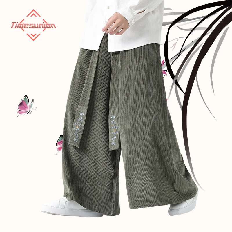 

Corduroy Pants Man Loose Elastic Waist Streetwear Harem Pants Male Casual Jogging Wide Leg Pants Harajuku Style Men Sweatpants
