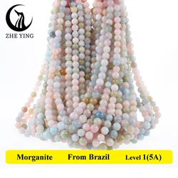 Colorful Morganite Natural Stone Beads Round Loose Spacer Gemstone Bead For Jewelry Making DIY Bracelet Necklace 15'' 6/8/10mm