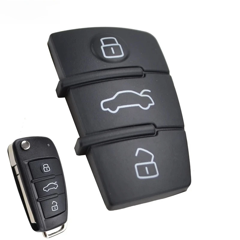 Remote Flip Key FOB Shell 3 Button Rubber Pad Replacement for AUDI A2 A3 S3 A4 A6 A6L A8 Q3 TT Quattro