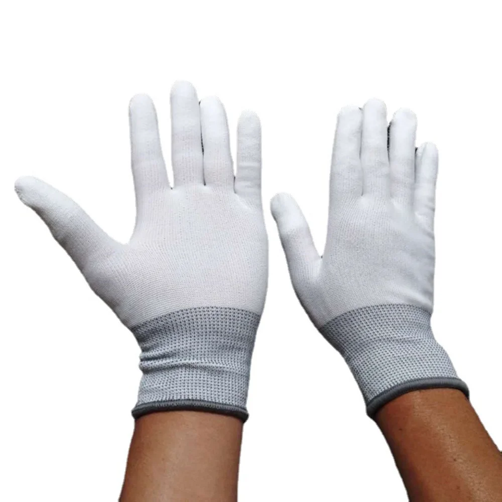 Carbon Fiber Gloves Anti-static Finger Dipping Anti-skid Wear-resistant Labor Protection Electronic Work Industrial Gloves