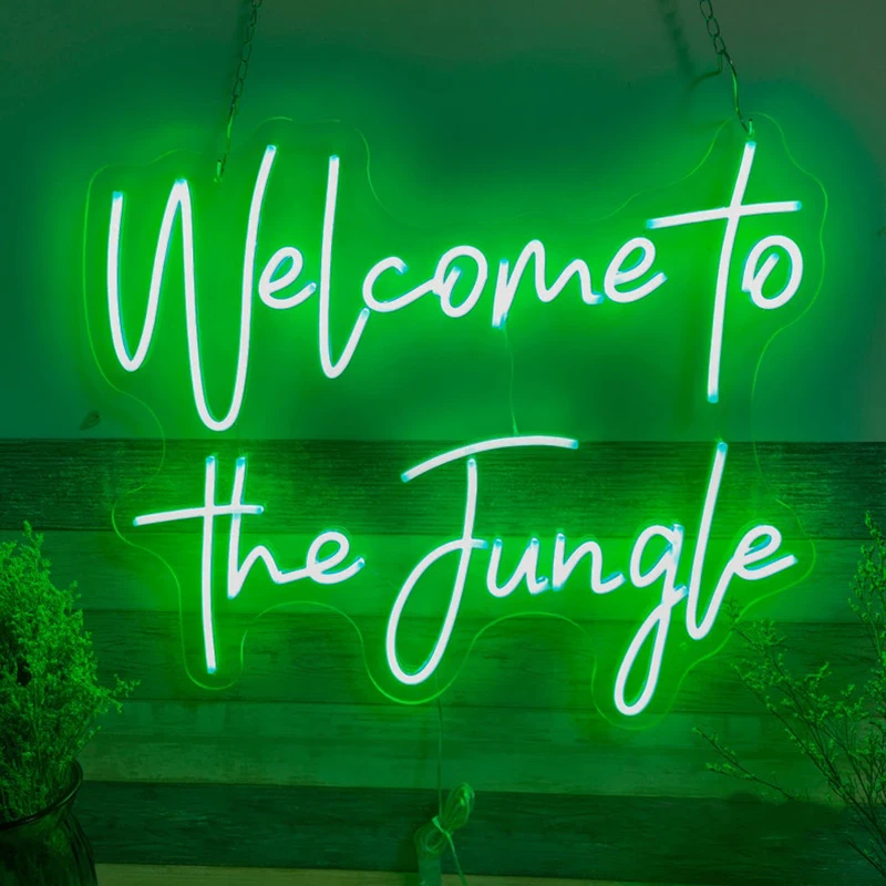 Neon Sign LED Light Welcome to the Jungle Neon Light Signs Bedroom Office Wall Decor Party Bar Shop Club Decorations Neon Art