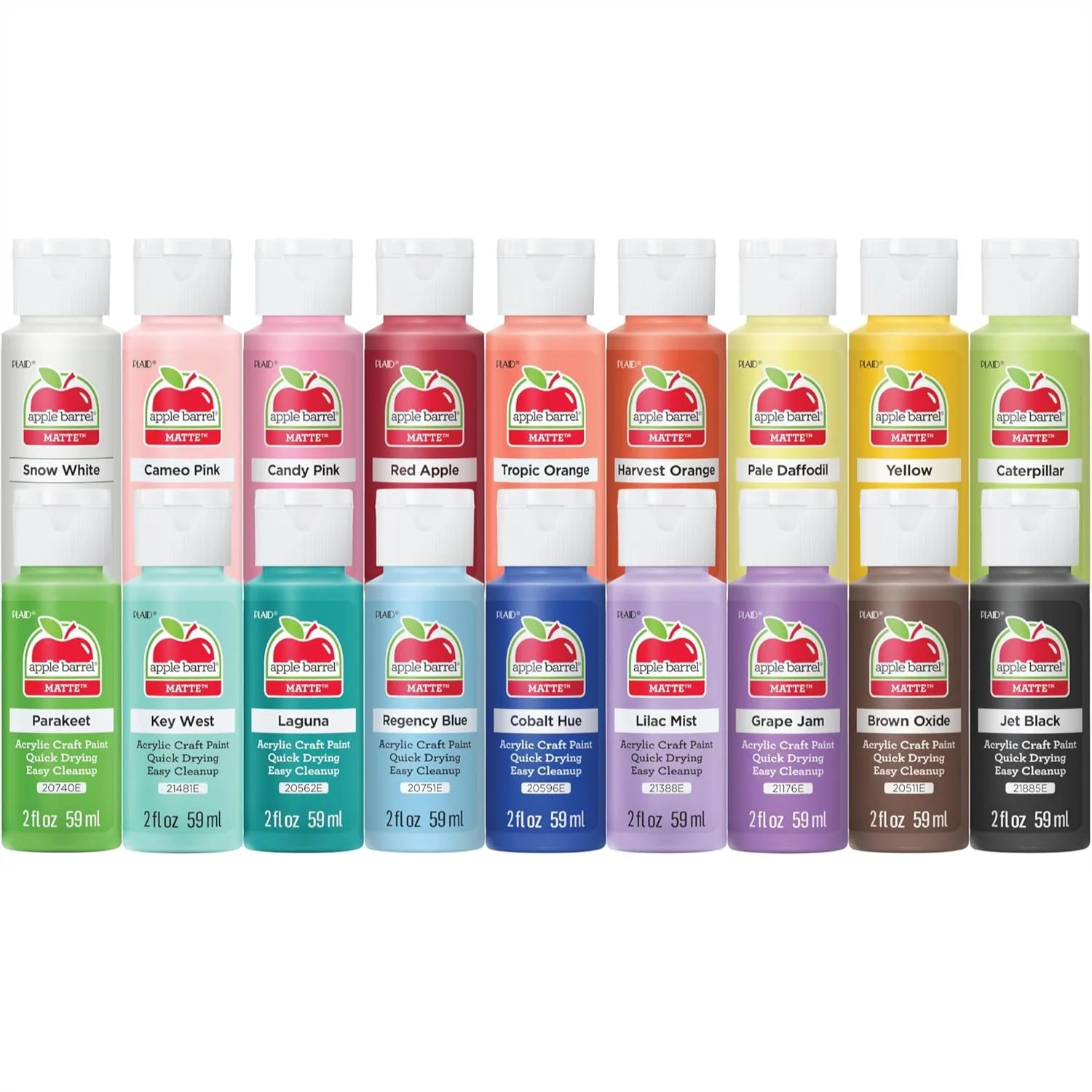 

Acrylic Craft Paint Set, 18 Assorted Matte Colors, 2 oz Each for Art Projects