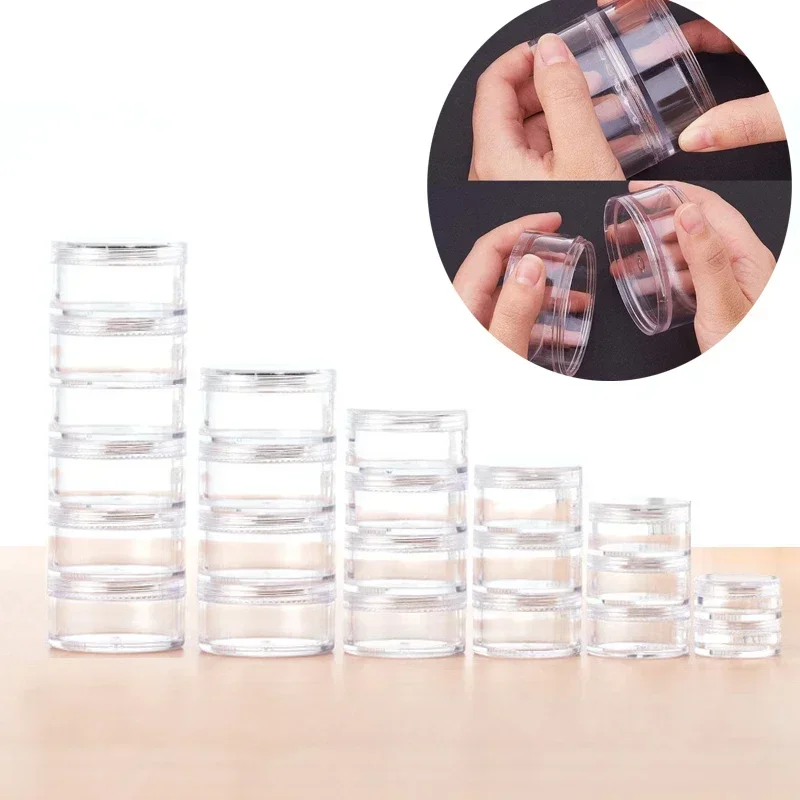 2Pcs 5g-10g Reusable Stackable Creams Jar Travel Clear Storage Box Mini Cosmetic Container For Jewelry Nail Art Eyeshadow Crafts