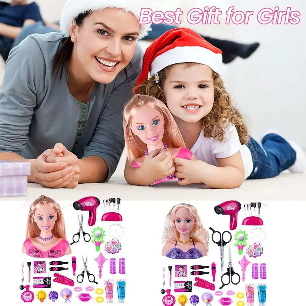 PVC Pół ciała Makijaż Fryzura Lalka Księżniczka Przebranie Zestaw do makijażu Stylizacja Głowa Lalka dla dzieci Głowa manekina dla dziewczynek Zabawka