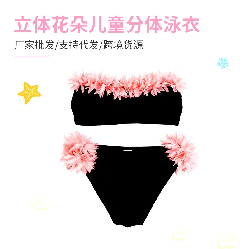 

Children's Swimsuit Set Girls Cute Flowers Two Pieces Swimwear Summer New Kids Fashion Comforts Sleeveless Beaches Bikini 6-12Y