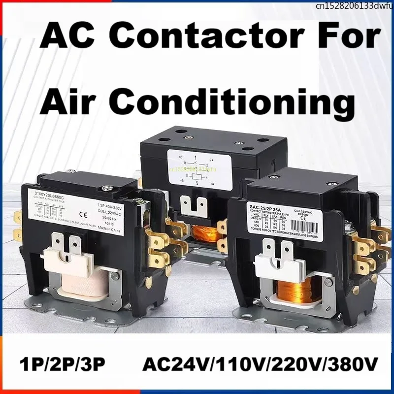 Air Conditioning AC Contactor CJX9B-25S/32S Dedicated Relay 1P 2P 3P AC 24V 110V 220V 380V Cable Sleeves