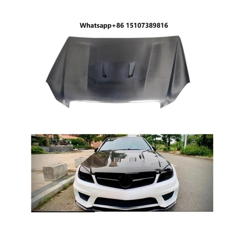 New Style Carbon Fiber Engine Hood for 2007-2014 -W204 C-Class High Polished Screw-On Upgrade