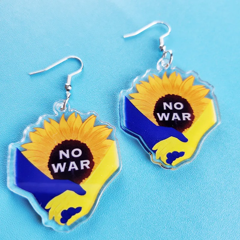 Novel No War Sunflower Acrylic Earrings Cute and Creative Kawaii Personalized Jewelry Unique and Interesting Women's Gifts