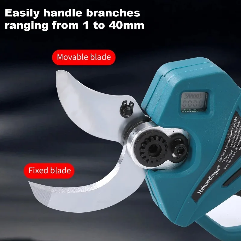 Brushless 300W Pruning Shears 1.8T Bite Force, 40MM Branch Cut, 19800RPM, Cordless 18V, Digital Display, No battery