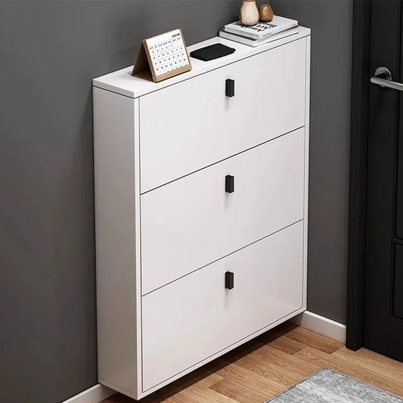 Modern White Storage Shoe Cabinet, Designer Shoe Racks, Banquinho De Madeira, Minimalista Europeu, Tipping Bucket, Mobiliário Doméstico