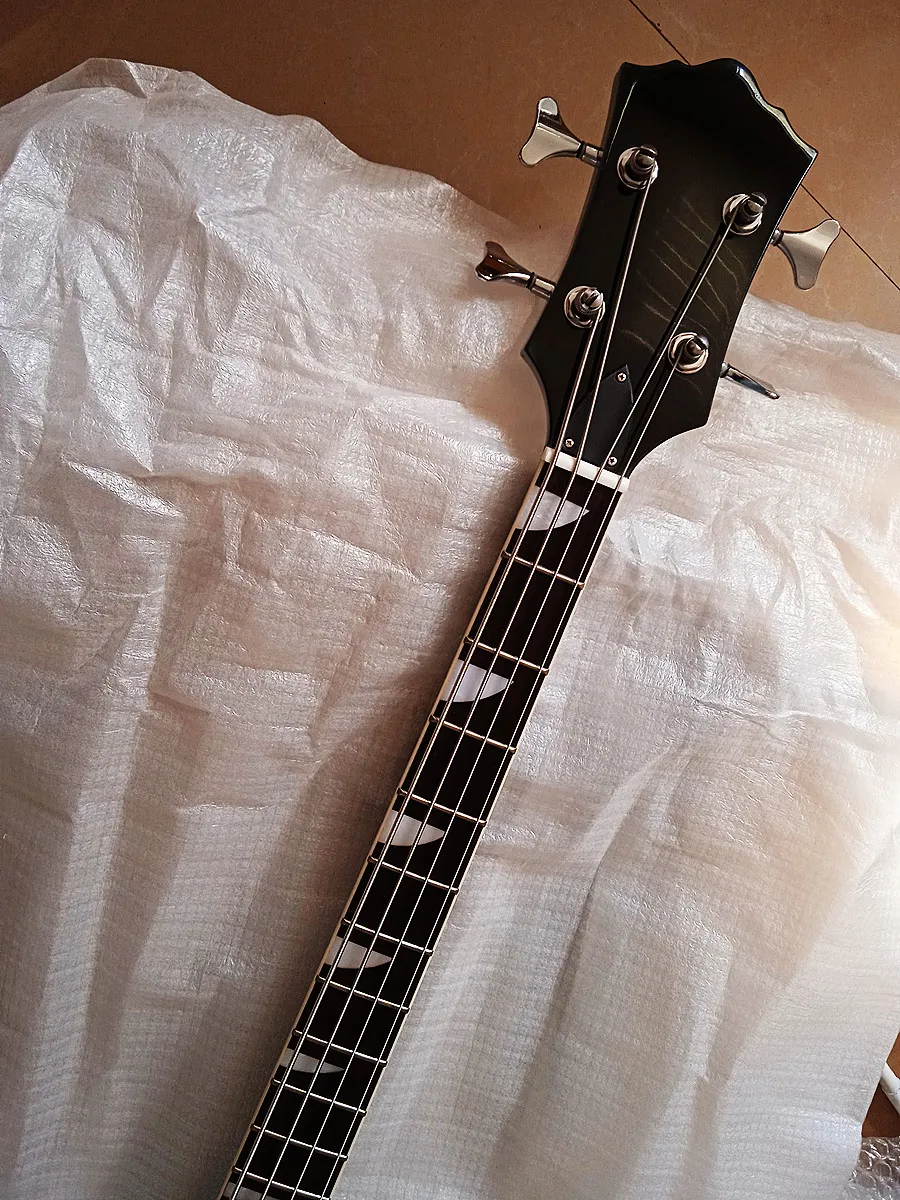 4-string Electric Bass, vintage Grayish Blue, black protective plate Right-handed Electric Guitar