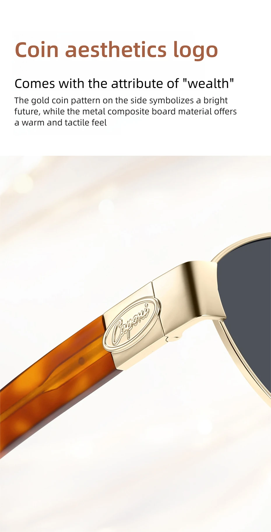 CAPONI Polarisierte Damen-Sonnenbrille, modisches Acetat, Outdoor-Vintage-Design, hochwertige Sonnenbrille, UV400, bernsteinfarbener Farbton, CP36002 – Detail 9