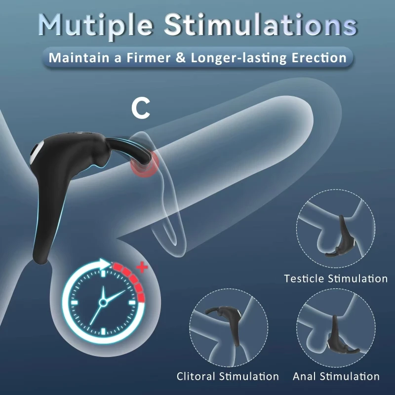 ペニスリングバイブレーター ワイヤレスリモコン クリトリス刺激 遅延射精 増大勃起 男性用