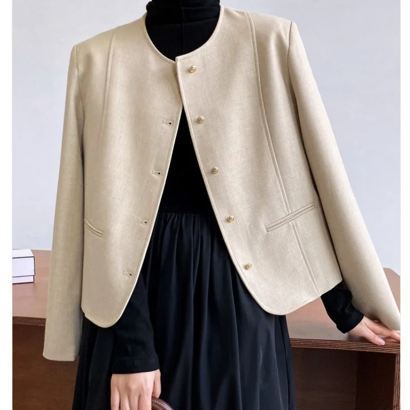 

Autumn and Winter New Women's Fashion Casual Long Sleeve Texture Jacket Versatile Jacket Coat Elegant Solid Coat Streetwear