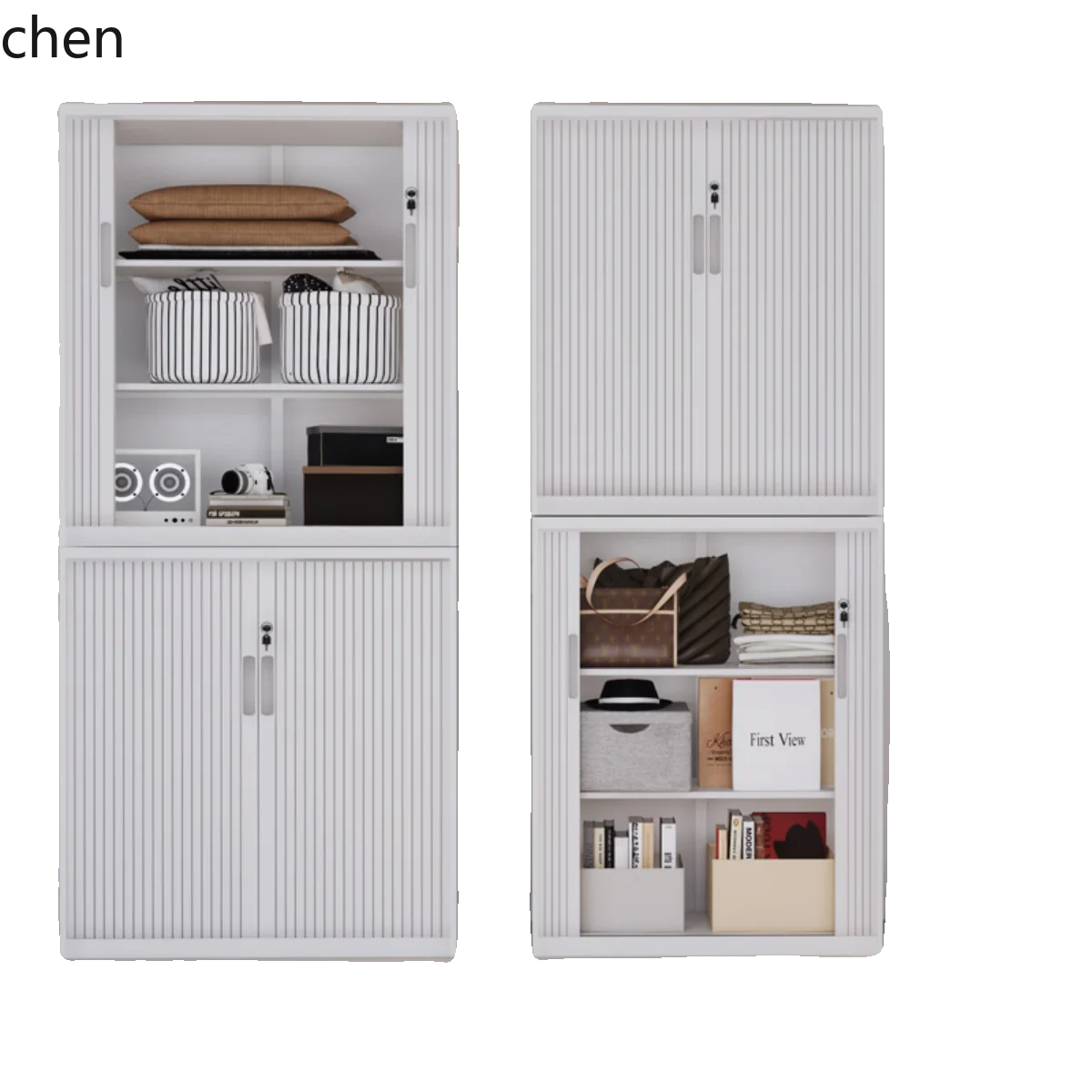 A3-4 Household Sliding Roller Shutter Door Storage Sunscreen Roller Door Cabinet Steel Storage Cabinet