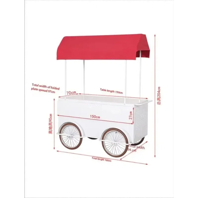 Outdoor Scenic Vending Car Iron Flower Cart Movable Stall