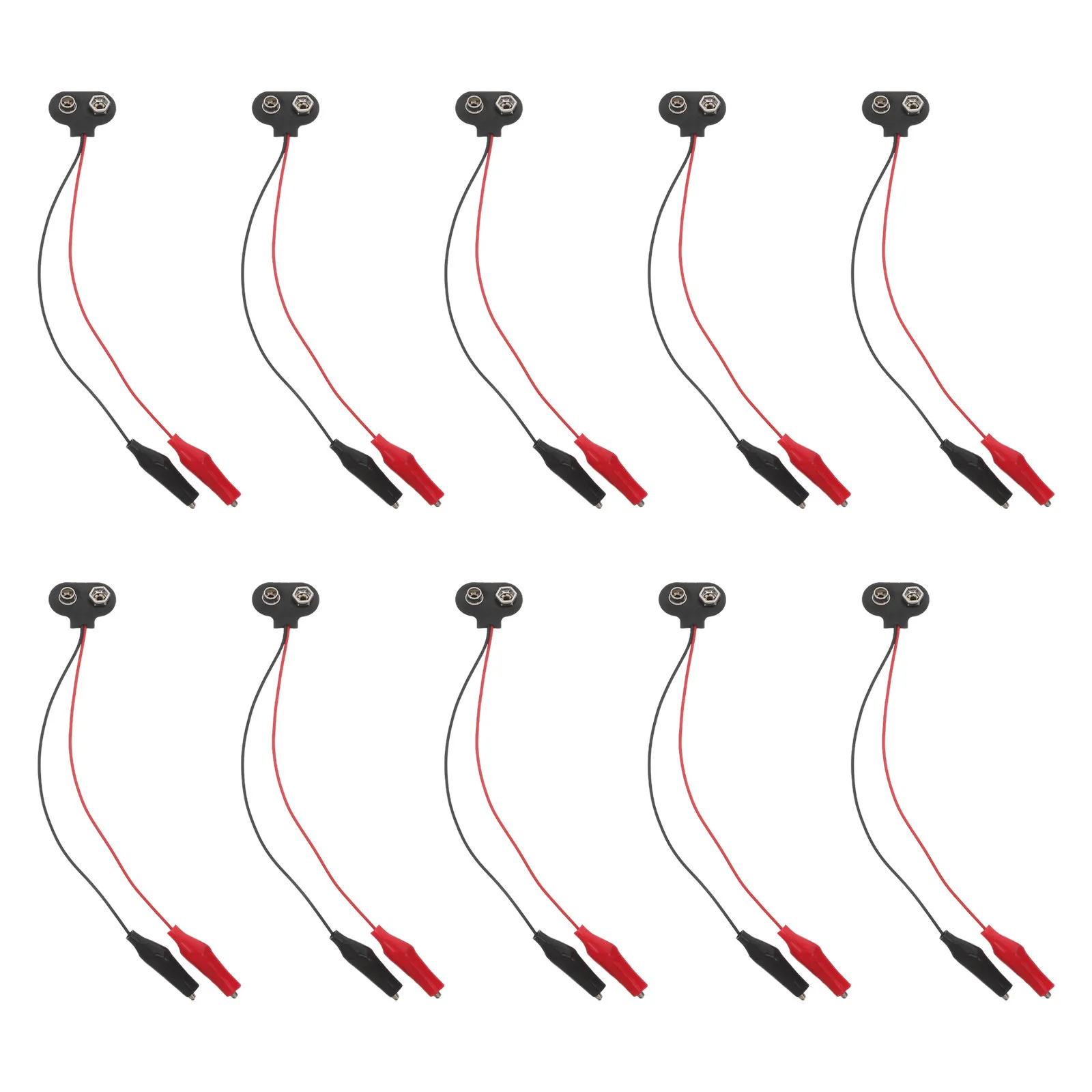 

10Pcs Battery Snap to Crocodile Clip Adapter Cable Heavy Duty Alligator Clips Battery Connector for Diagnostics Testing