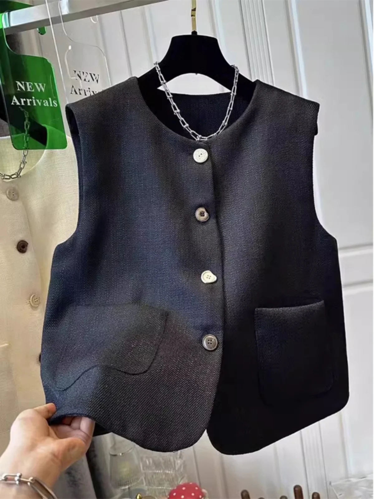 

Повседневный жилет Bla, женский свободный универсальный высококачественный жилет, весна 2022, японский длинный свек, круглая верхняя одежда Ne