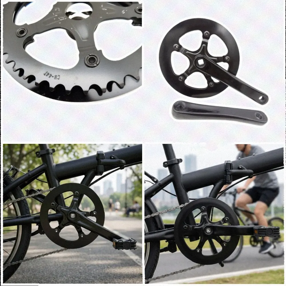 For Smooth Cycling Performance 44T Square Taper Crank Aluminum Alloy Crank Arm 44-tooth Configuration Steel Chainring Material