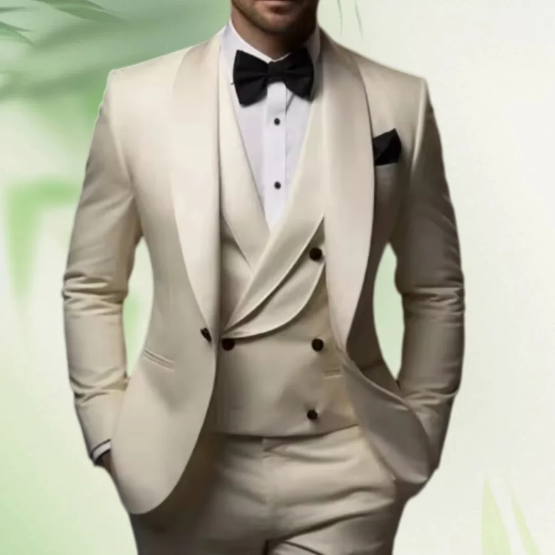 Solid Color Three Piece Suit Studio Suit Performance Suit Korean Version Slim Fit Host Gown Men's Groomsman Costume