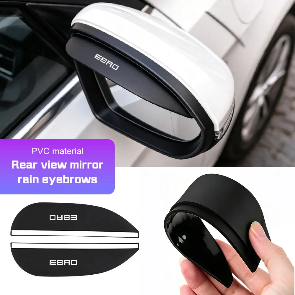 For Chery Ebro S800 S700 S400 2Pcs Carbon Fiber Car Side Mirror Rain Eyebrow Weatherproof Protector Sticker Cover Accessories