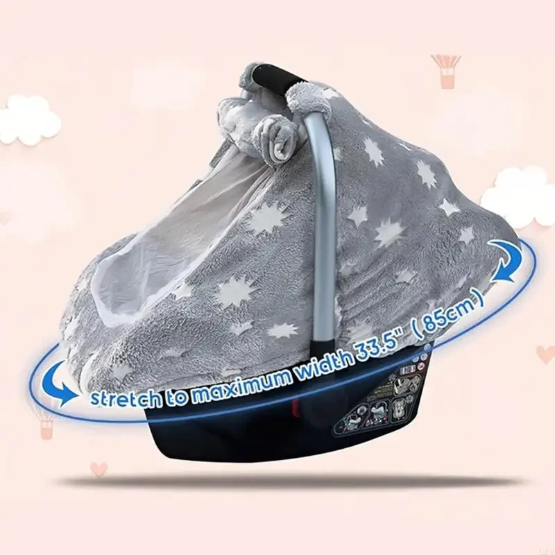 Elastic Baby Car Canopy Breathable Fleece Fabric 360 Degree Windproof Cover For Strollers Shopping Cart Nursing 15UB