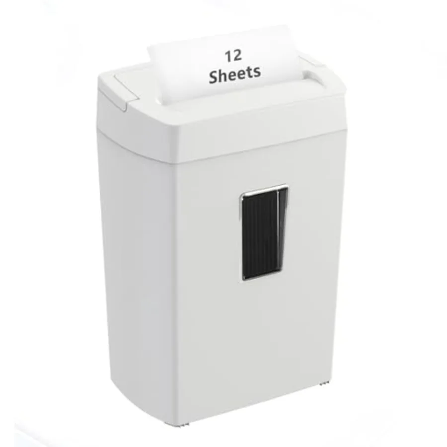 

12-Sheet Crosscut Paper Shredder for Home Office P-4 Security 5-Minute Continuous Run Time Overheat Protection 5.5-Gallon Bin w