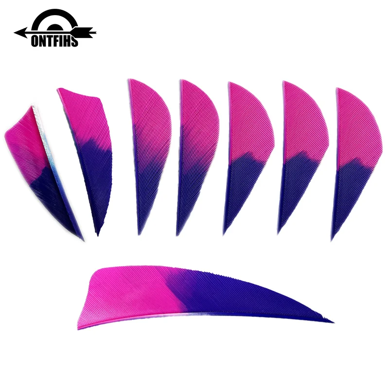 50Pcs/Lot 2-4Inch Shield Cut & Water Drop Archery Fletching Gradient Color Turkey Feather DIY Accessories Hunting