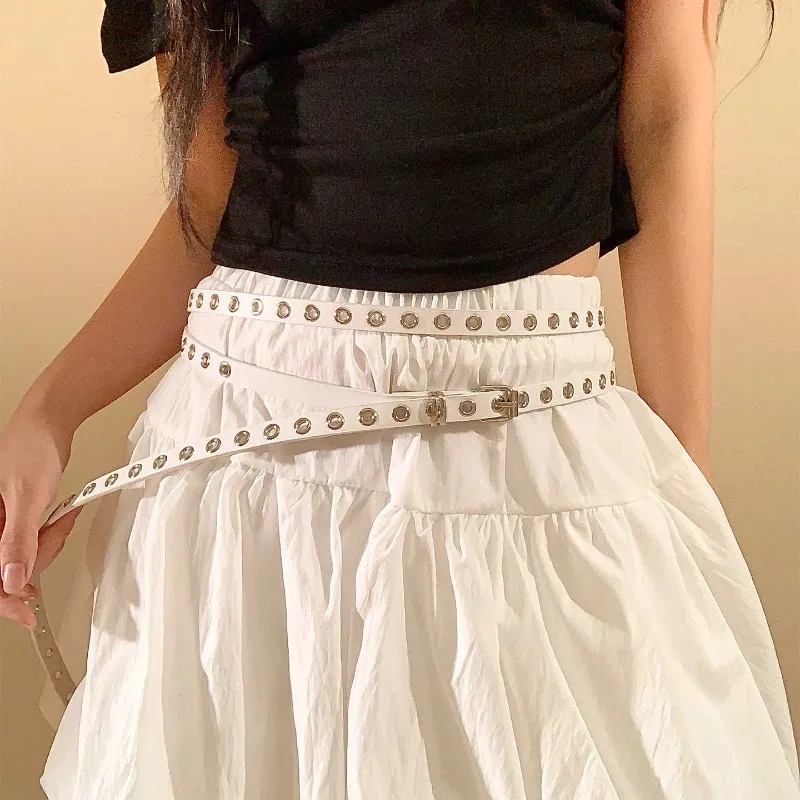 Punk Double Loop Thin Belt, Retro Double Layer Waist Chain
