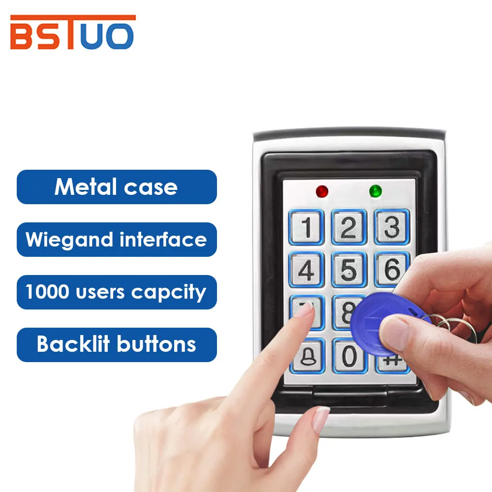Access Control Keypad Waterproof 125Khz RFID Metal Rainproof Cover Door Opener Electronic Lock System Lock Keypad WG26 Output