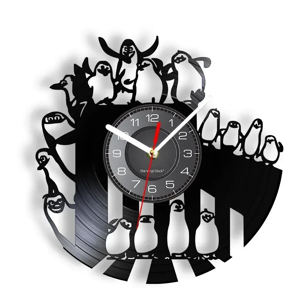 

Penguin Decorative Vinyl Record Wall Clock Cute Penguin LED Light Wall Watch Children's Bedroom Retro Hanging Decoration