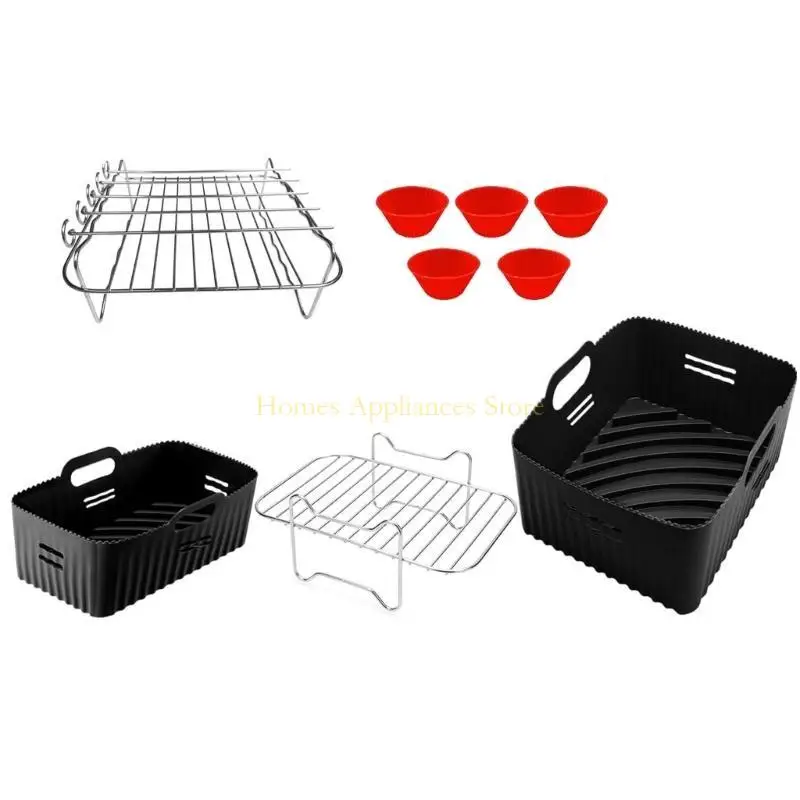 D0AB 에어 프라이어 트레이 삽입 에어 프라이어 액세서리 오븐 에어 프라이어 용 실리콘 라이너